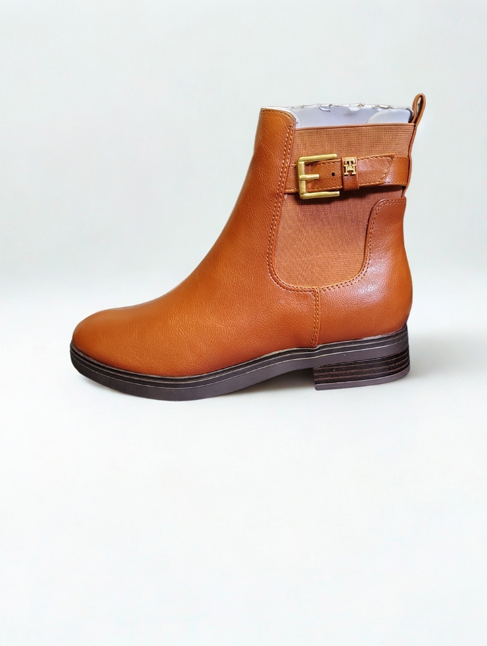Tommy Hilfiger Women's Tan Leather Buckle Ankle Boots